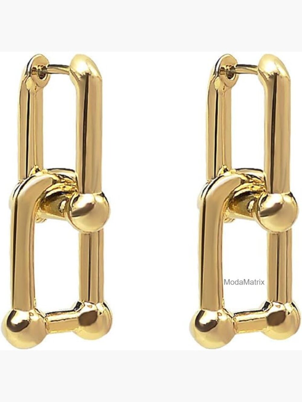 Chunky Circle Hoop Earrings Set Drop Dangle Paperclip Link Chain Gold Plated